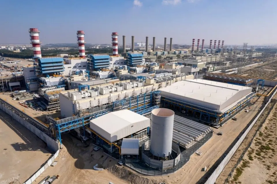 Aerial view of a large power and water plant